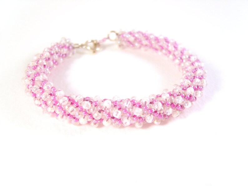 Purple Beaded Bracelet Spiral Seed Bead Bracelet Beadweaving Etsy