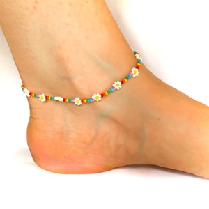 Rainbow Anklet, Pride Ankle Bracelet, Daisy Anklet, LGBT Jewelry