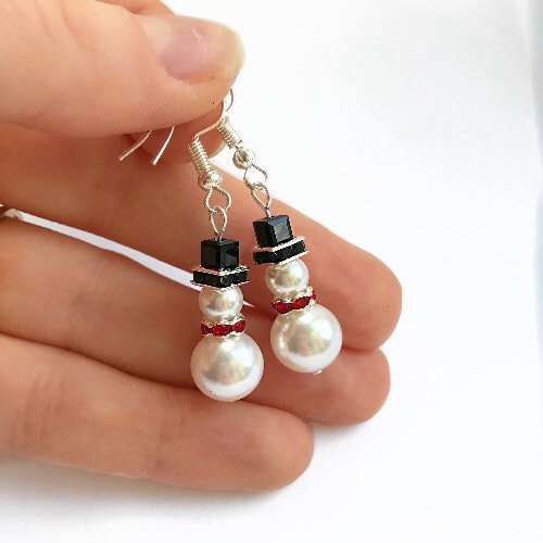 Swarovski Snowman Earrings Novelty Christmas Earrings Etsy