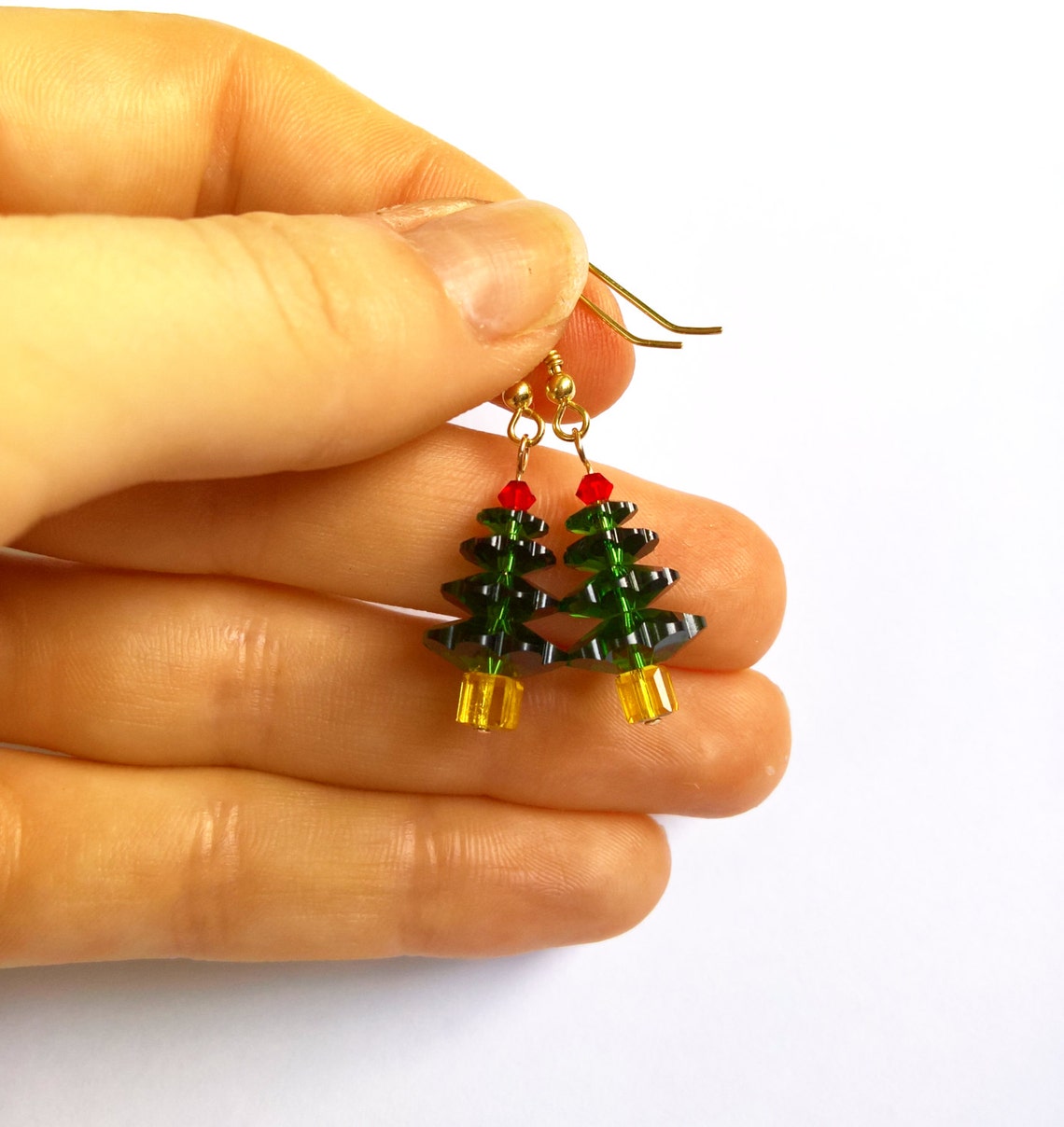 Christmas Tree Earrings Genuine Swarovski Christmas Earrings Etsy