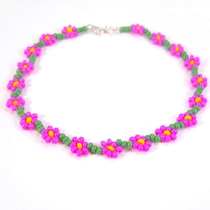 フラワーガールビーズブレスレット、ピンクの花ブレスレット、女の子用