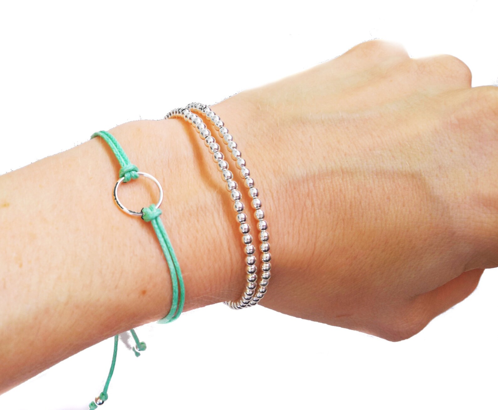 Sterling Silver Eternity Bracelet Mint String Bracelet Cord Etsy UK