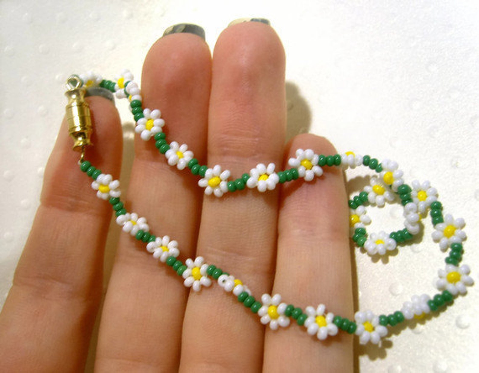 Daisy Anklet Beaded Daisy Chain Seed Bead Anklet Floral Etsy