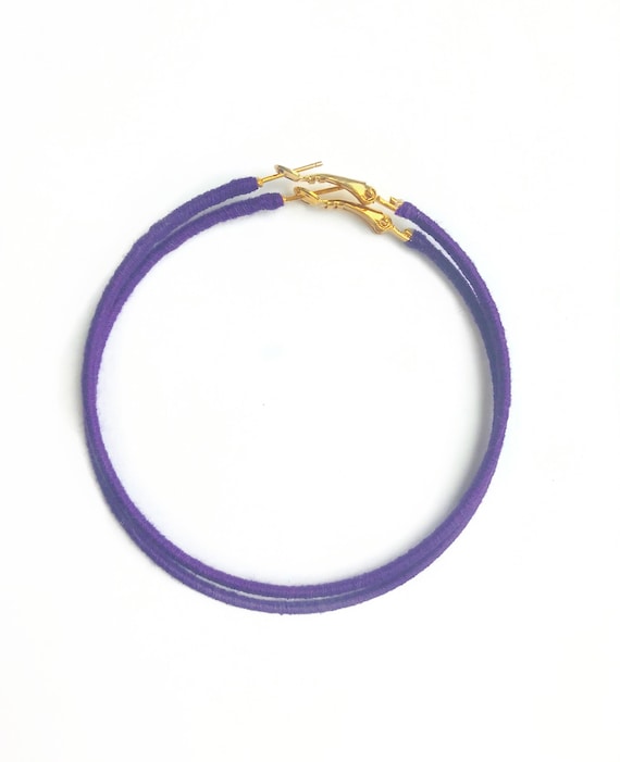 The Large Purple Hoop Earrings in Platinum (Pierced)