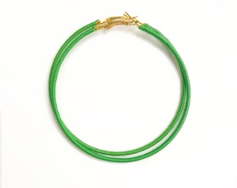 Bright Green Hoop Earrings, Oversized Hoop Earrings, Extra Large Hoops, Thread Wrapped Earrings, UK Seller