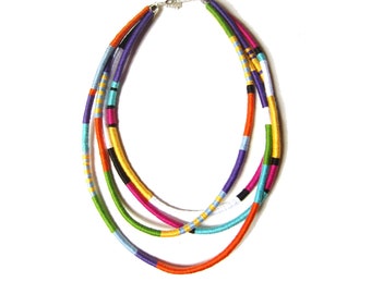 African Necklace, Tribal Necklace, Statement Necklace, African Style Necklace, Colorful Necklace, Multi Strand Necklace, Bright Necklace uk