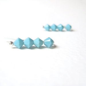 Turquoise Stud Earrings, Swarovski Crystal Earrings, Fashion Pin Earrings, Bead Jewelry UK image 3