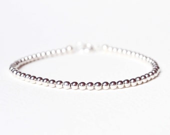 Simple Silver Bracelet, Silver Bead Bracelet, Layering Bracelet, Minimalist Jewelry UK, Affordable Silver Jewellery, Dainty Bracelet gift