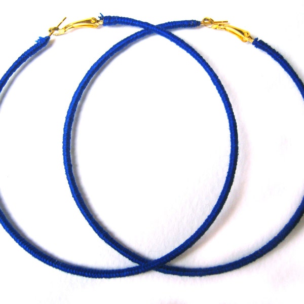 Royal Blue Earrings, Blue Hoop Earrings, Extra Large Hoops, Fashion Earrings UK