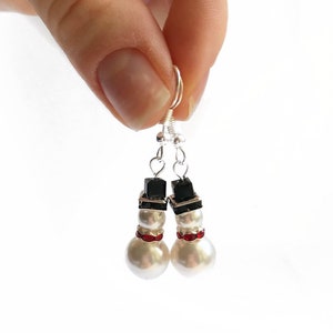 Swarovski Snowman Earrings, Novelty Christmas Earrings, Snowman Dangle Earrings UK, Stocking Filler image 2