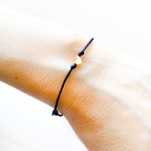 Small Gold Heart Bracelet, Black String Bracelet, Heart Friendship Bracelet, Black Cord Bracelet image 3