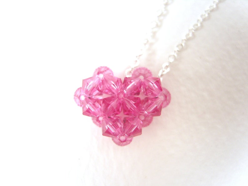 Pink Heart Necklace Swarovski Crystal Heart Pendant Necklace Etsy