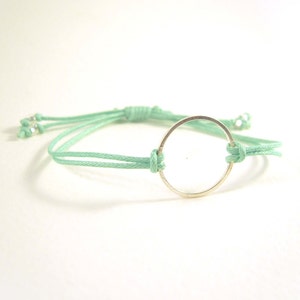 Mint Green Eternity Bracelet, Friendship Bracelet, Mint Bracelet, Adjustable Cord Bracelet, UK Seller