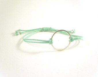 Mint Green Eternity Bracelet, Friendship Bracelet, Mint Bracelet, Adjustable Cord Bracelet, UK Seller