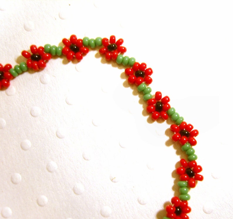 Poppy Bracelet for Women, Dainty Red Flower Beaded Jewellery, Mummy & Me Matching Set, Mother Daughter Gift, Friendship Bracelet UK image 5