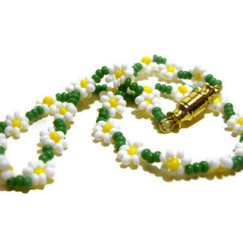 Daisy Anklet Beaded Daisy Chain Seed Bead Anklet Floral Etsy
