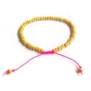 Wooden Bead Anklet, Hot Pink Anklet, Wood Beaded Ankle Bracelet, Beach Jewellery UK image 3