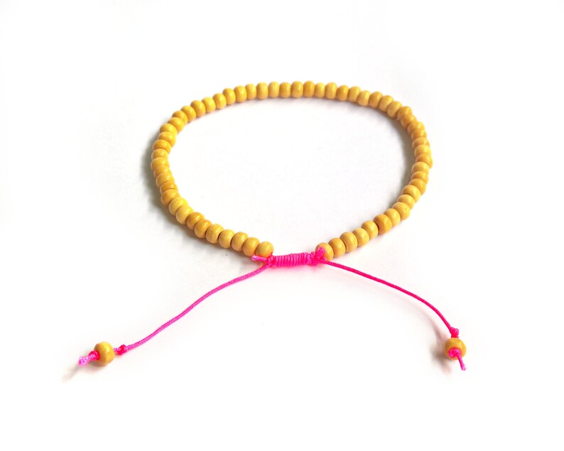 Wooden Bead Anklet, Hot Pink Anklet, Wood Beaded Ankle Bracelet, Beach Jewellery UK image 3