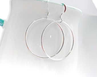 Open Circle Earrings, Sterling Silver Earrings UK, Delicate Earrings, Lightweight Waterproof Earrings, Minimal Earrings, Contemporary