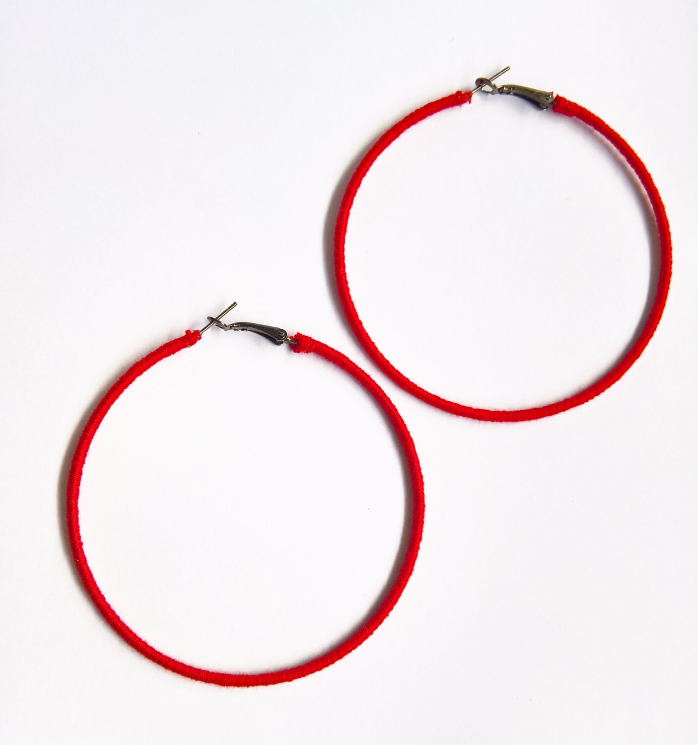 Red Hoop Earrings Large Hoops Oversized Earrings Woven Red Etsy