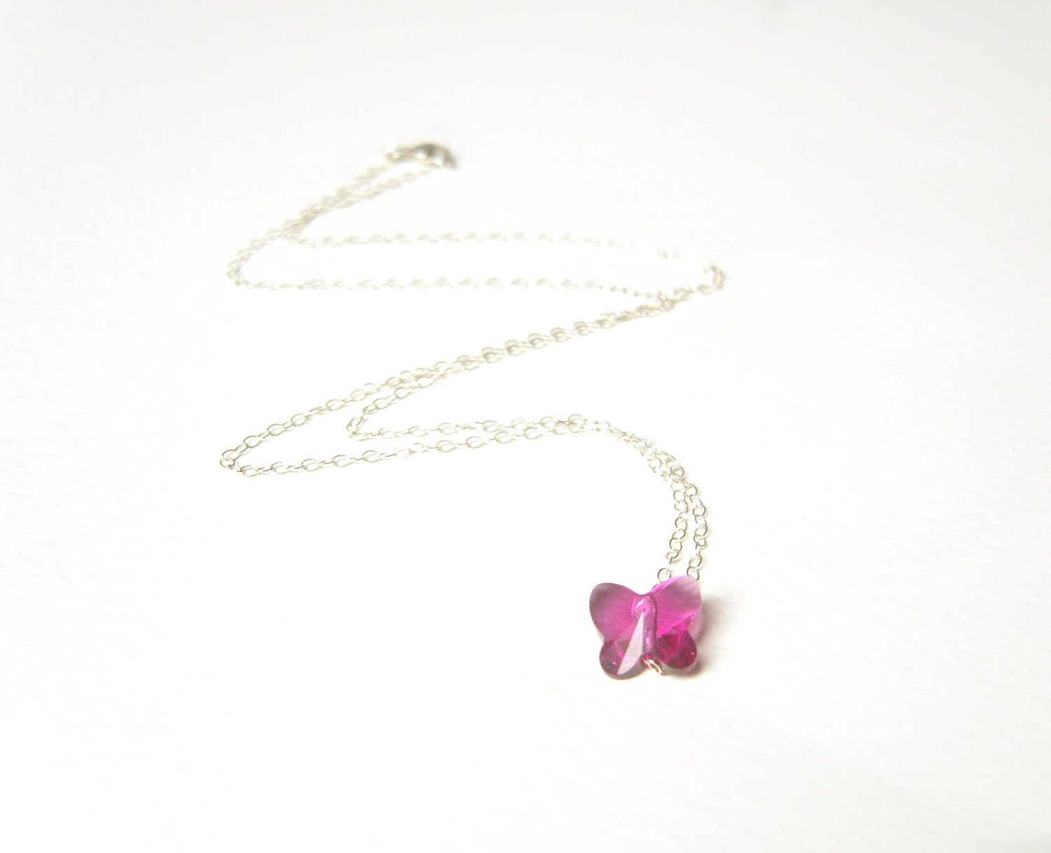 opgraven Wiskundige Optimistisch Pink Butterfly Necklace Swarovski Crystal Necklace Simple - Etsy