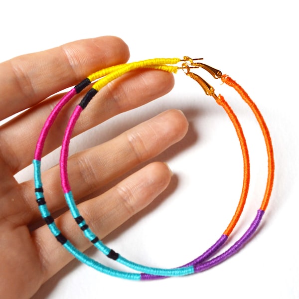 Statement Hoop Earrings , Bright Hoops, Lever Back Oversized Earrings for Women, Large hoops uk seller