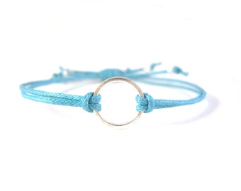 Eternity Bracelet: Blue String Friendship Bracelet, Wax Cord Bracelet, Layering Bracelet UK Seller