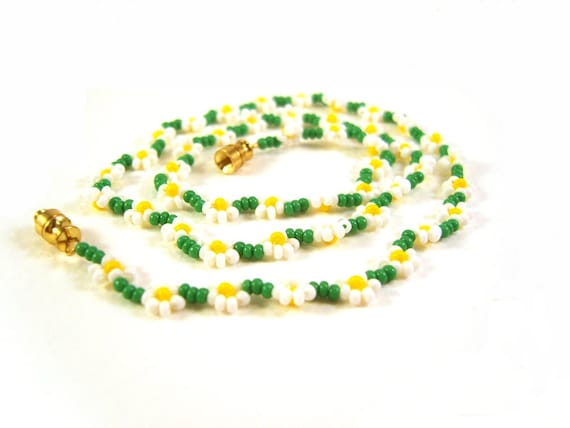 Buy Beaded Flower Daisy Necklace Belly Chain Seed Bead Necklace Handmade  Choker Indie Boho Minimalist Daisy Chain Summer Online in India - Etsy