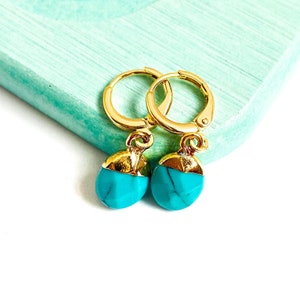 Turquoise Earrings, December Birthstone Earrings, Dangly Earrings, Genuine Turquoise Jewelry U.K. image 4