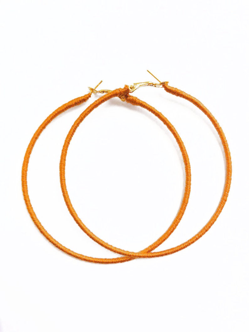 Mustard Hoop Earrings Large Hoops Mustard Yellow Earrings Etsy