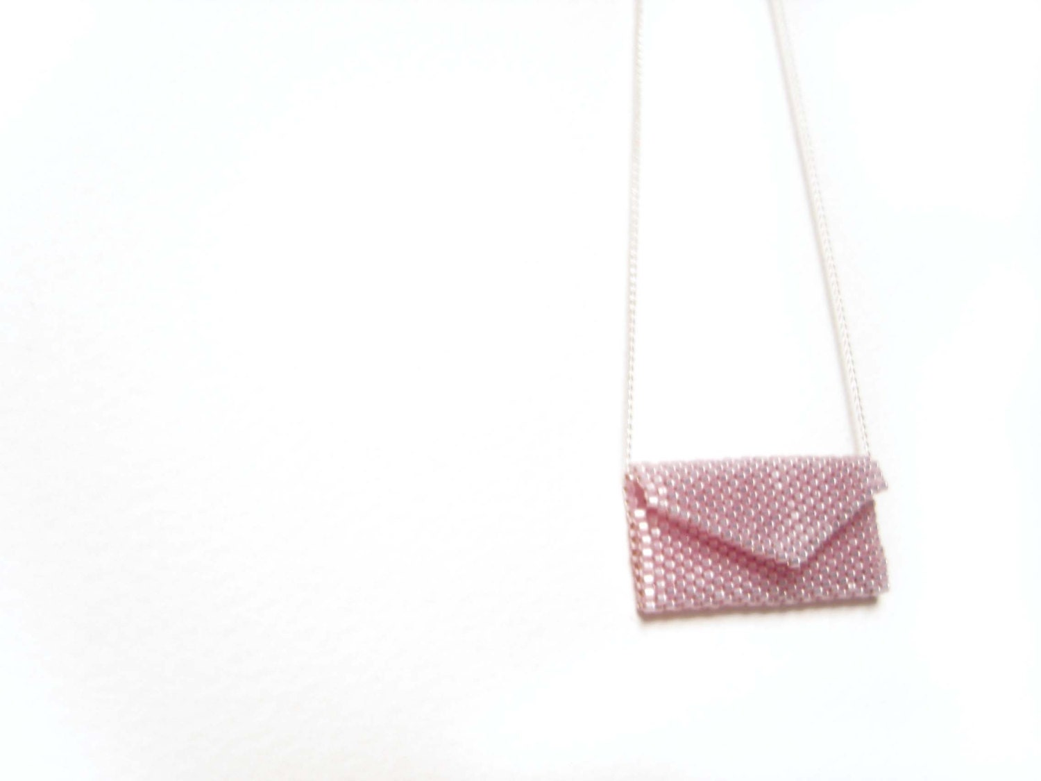 Mini Purse Necklace Envelope Necklace Pink Beaded Necklace Etsy