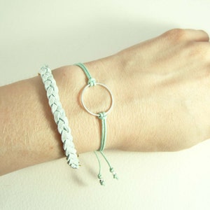 Mint Green Eternity Bracelet, Friendship Bracelet, Mint Bracelet, Adjustable Cord Bracelet, UK Seller image 4