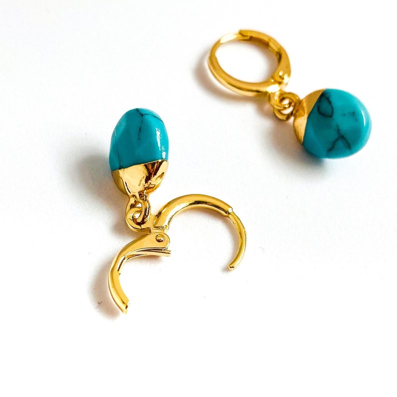 Turquoise Earrings, December Birthstone Earrings, Dangly Earrings, Genuine Turquoise Jewelry U.K. image 3