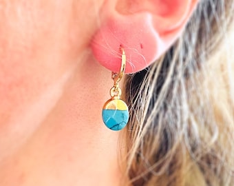 Turquoise Earrings, December Birthstone Earrings, Dangly Earrings, Genuine Turquoise Jewelry U.K.