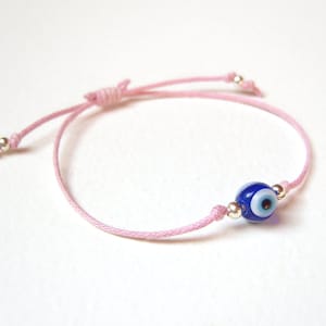 Evil Eye Bracelet, Pink String Bracelet, Turkish Eye Jewelry, Glass Bead Jewelry, Gifts For Teenagers