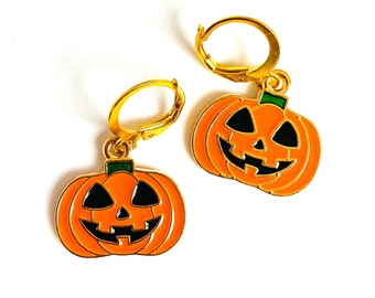 Pumpkin Earrings, Spooky Halloween Earrings, Stainless Steel Earrings, Autumn Earrings, suitable for sensitive ears