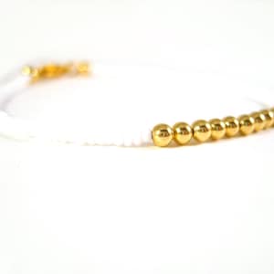 Layering Bracelet: Seed Bead Friendship Bracelet, White and Gold Bead Bracelet UK