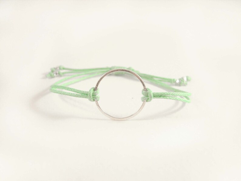 Mint Green Eternity Bracelet, Friendship Bracelet, Mint Bracelet, Adjustable Cord Bracelet, UK Seller image 2