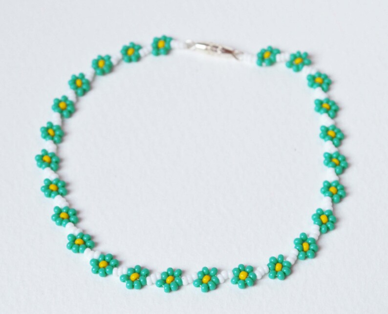 Flower Anklet Seed Bead Ankle Bracelet Turquoise Anklet Etsy Singapore