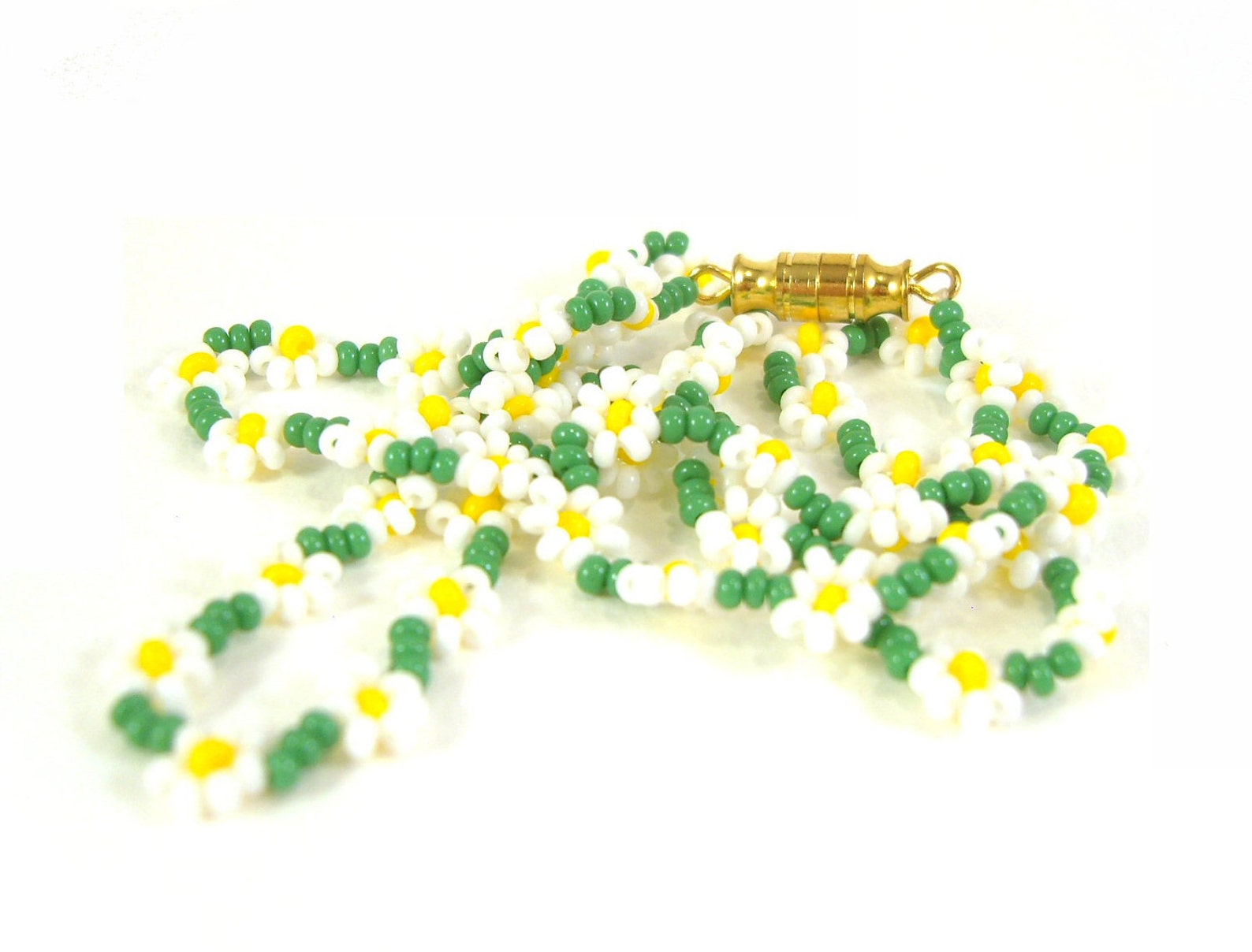 Beaded Daisy Necklace Seed Bead Flower Necklace Daisy Etsy