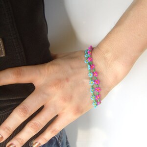 Forget Me Not Bracelet, Blue Flower Bracelet, Daisy Chain Bracelet, UK Seller image 5