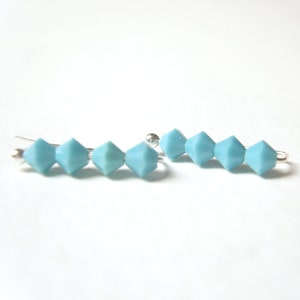 Turquoise Stud Earrings, Swarovski Crystal Earrings, Fashion Pin Earrings, Bead Jewelry UK image 5