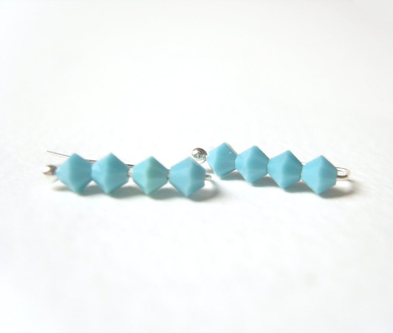 Turquoise Stud Earrings, Swarovski Crystal Earrings, Fashion Pin Earrings, Bead Jewelry UK image 5