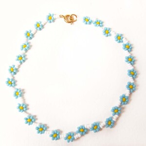 Daisy Chain Anklet, Forget Me Not Ankle Bracelet, Blue Flower Anklet, Floral Jewelry UK image 2