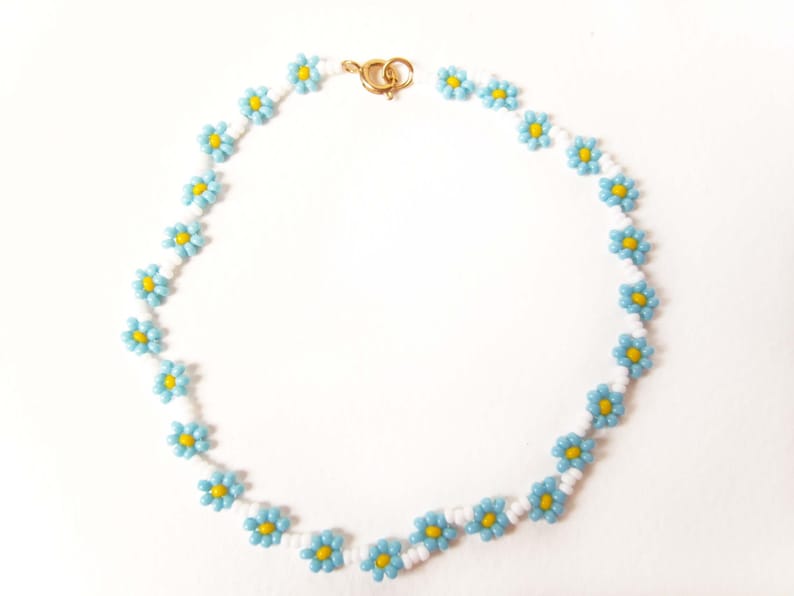 Daisy Chain Anklet, Forget Me Not Ankle Bracelet, Blue Flower Anklet, Floral Jewelry UK image 2