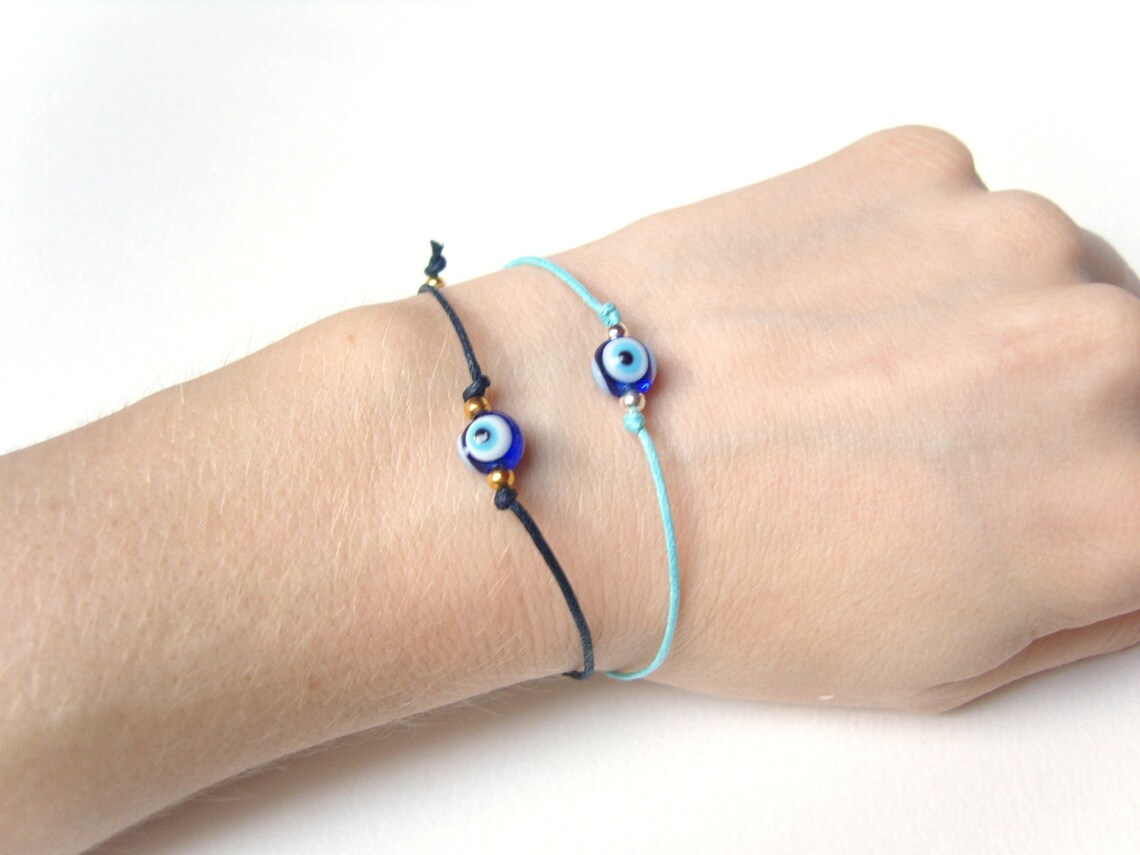 Evil Eye Bracelet Blue String Bracelet Friendship Bracelet Etsy