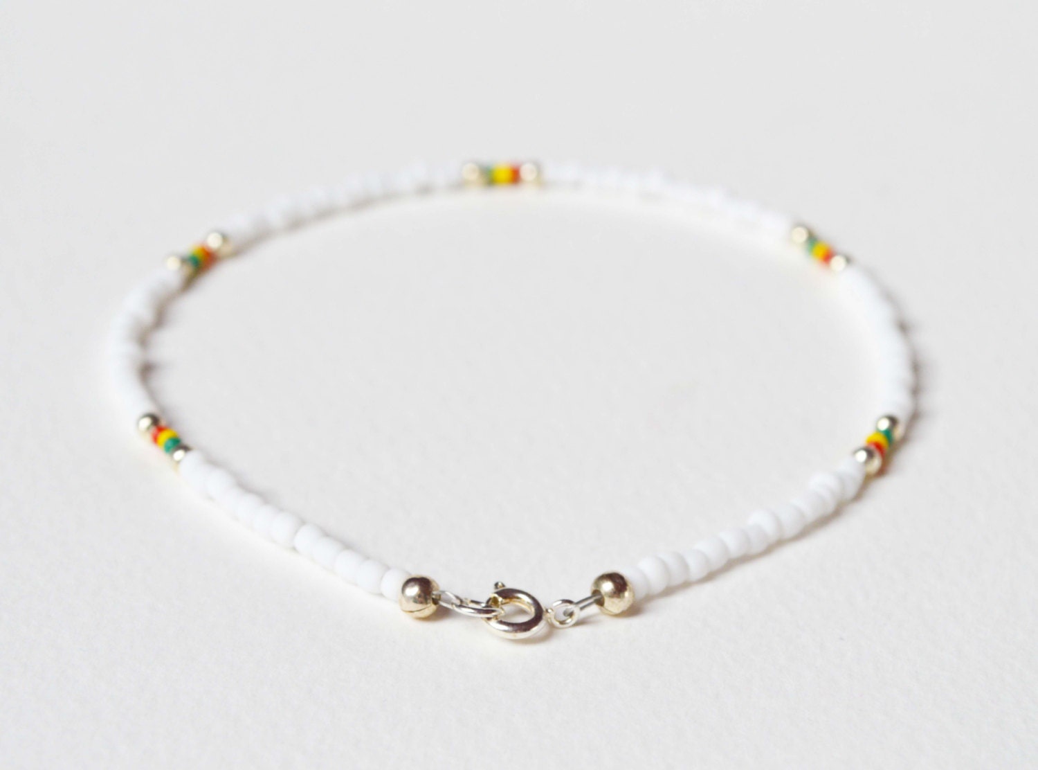 White bead anklet deals