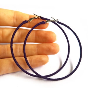 Navy Hoop Earrings, Dark Blue Hoops, Oversized Hoop Earrings, UK Seller