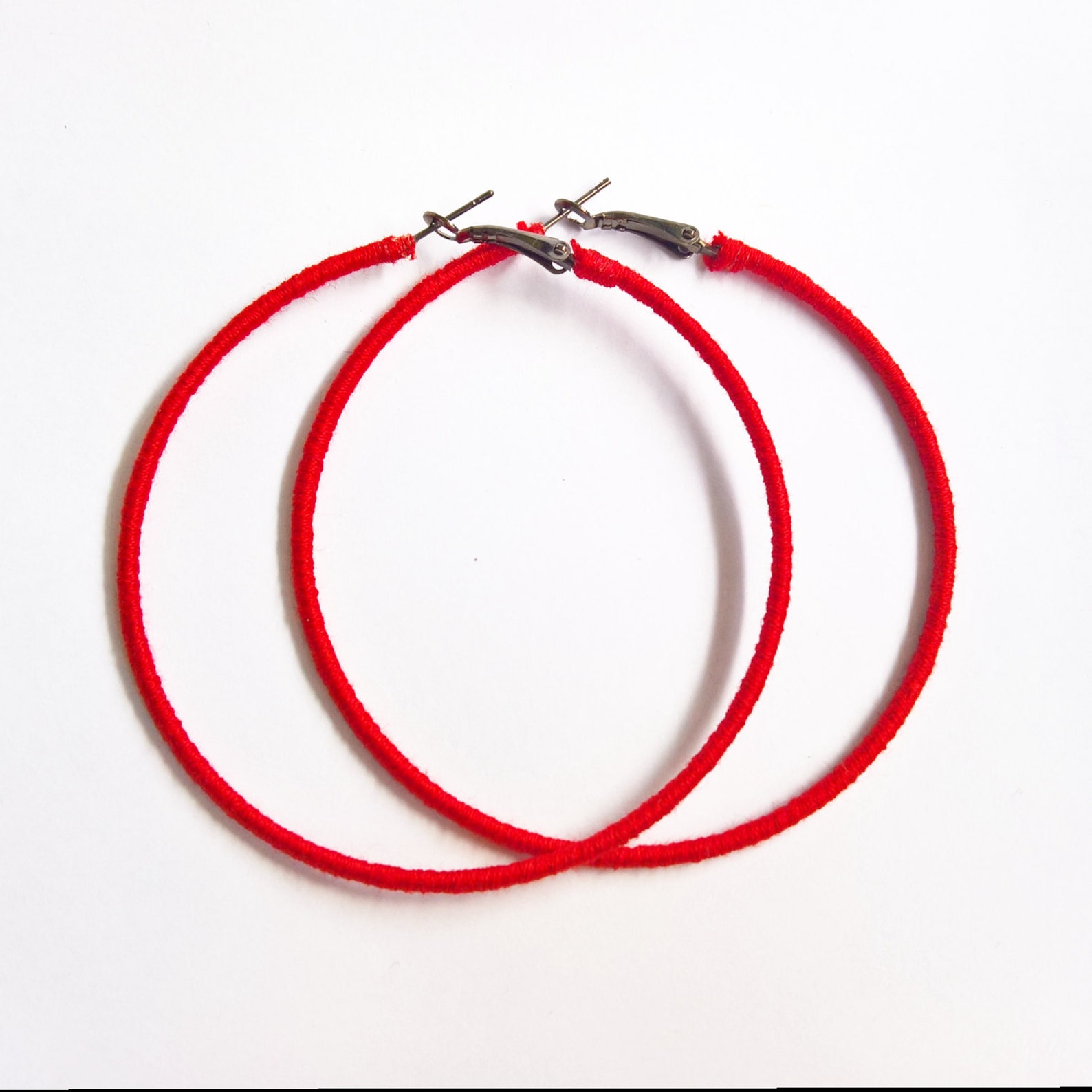 Red Hoop Earrings Large Hoops Oversized Earrings Woven Red Etsy UK