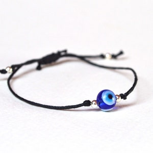 Evil Eye Bracelet, Black String Bracelet, Waxed Cord Bracelet, Greek Evil Eye Jewelry, Evil Eye Bead Bracelet, Good Luck Bracelet in the UK